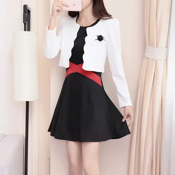 

AIYANGA Summer Autumn Women two piece set Casual O-neck Blazer + Elegant Dress Suit Set Office Lady 2 Piece Sets