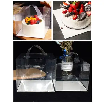

30pcs Transparent Cake Packaging Box Portable Containers Dessert Holder Full Transparent Carrying Case for Baker Shop Home Cake