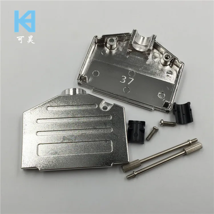 

Zinc alloy conventional assembly DB37P metal shell High quality long screw nickel-plated 8W8 Metallic iron shell