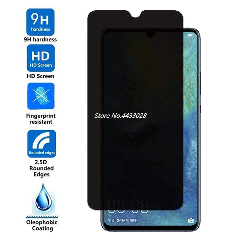 2 Pezzi Anti Spy Pellicola Protettiva in Vetro Temperato per Huawei Mate 20 X 5G, Copertura Completa Privacy Protezione Schermo, Anti-Spia Durezza 9H Protettiva Film