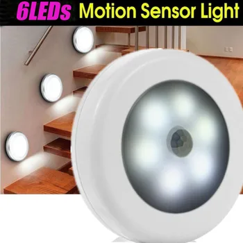 

6LED Stick-anywhere Cabinet Light Motion Sensor Light Battery-Powered LED Night Light Closet Lights Stair Lights Safe Light