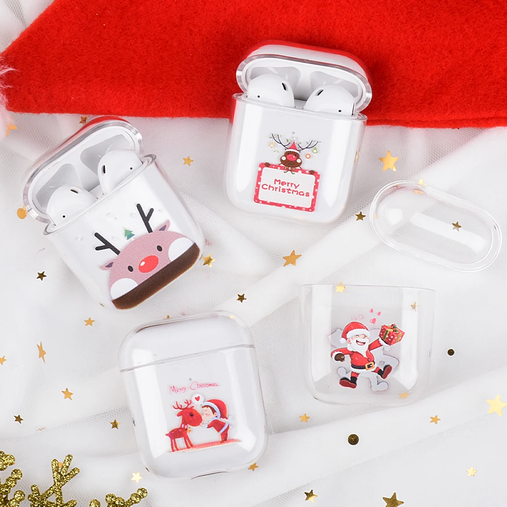 

Christmas Cartoon Transparent Hard PC Shell Protective Case For Airpods1/2 Generation Wireless Bluetooth Headphone Accessories
