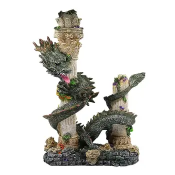 

1pc Chinese Dragon Landscape Craft Beautiful Vivid Fish Tank Decor Resin Craft Aquarium Ornament for Table Display Underwater