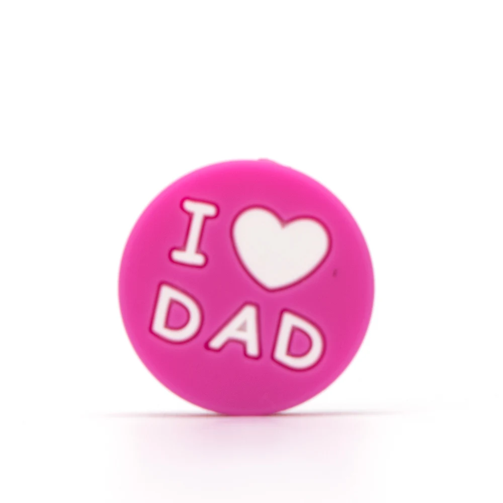 Fushia Dad GYLAXIDO 10 шт., силиконовые бусины для мамы, папы, силиконовые жемчужные круглые бусины для изготовления ювелирных изделий, прорезыватели для зубов, грызунов, ожерелье, Mordedor - Цвет: Fushia Dad