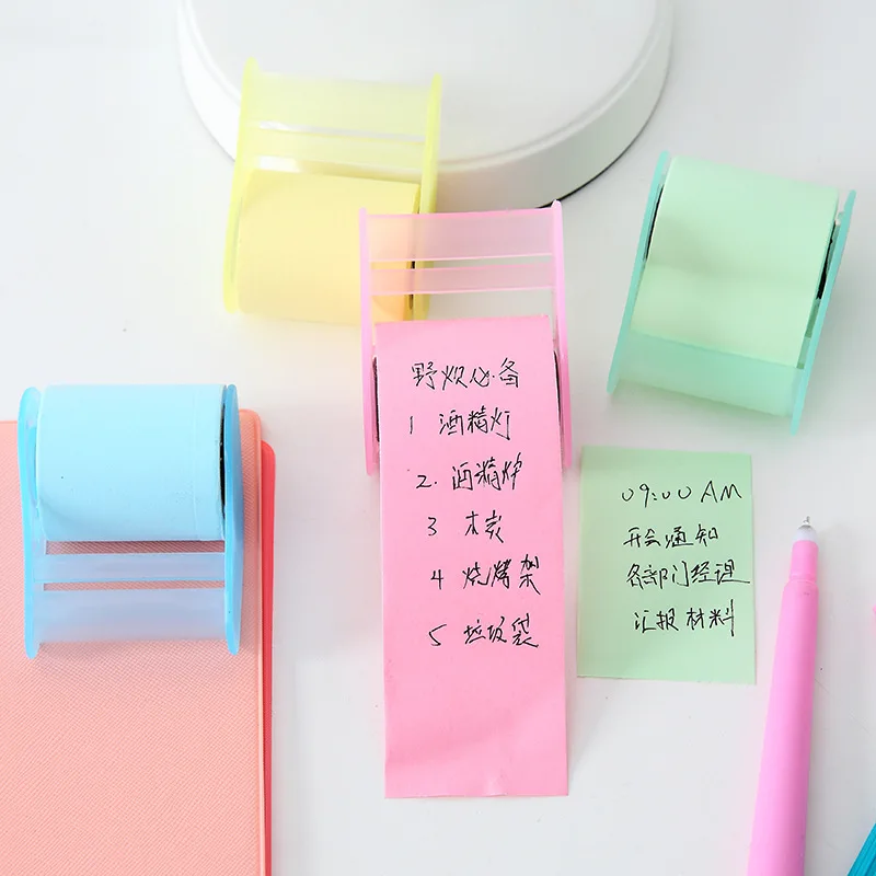 1pc Low Tack Tapes Memo Tape and Dispenser Sticky Notes Writing Pads School Supplies For Crafts Card Album Stencil Making