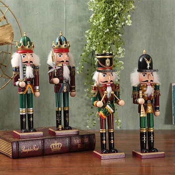 

European Wooden Nutcracker Doll Soldier Vintage Handcraft Puppet Ornament Home Desktp Figurines Crafts Decoration Christmas Gift