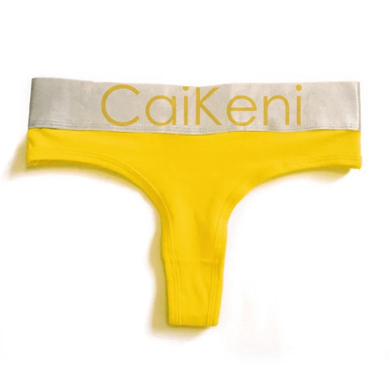 VDOGRIR Sexy Women's Cotton Seamless G-String Thong Female Panty Underwear Women Briefs Low Waist Letter Lady Intimates Tangas - Цвет: Yellow