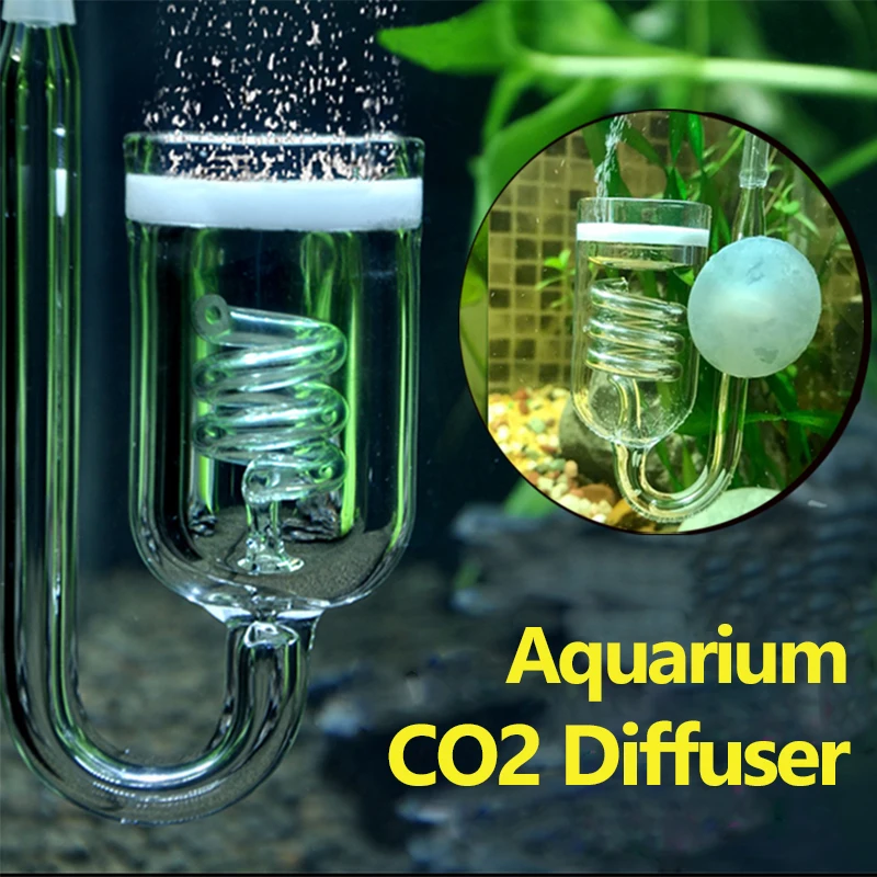 Difusor de CO2 para acuario, tanque de vidrio en espiral, atomizador de CO2, Burbuja, Reactor regulador con solenoide, musgo para plantas de 60 ~ 300L, 1 unidad