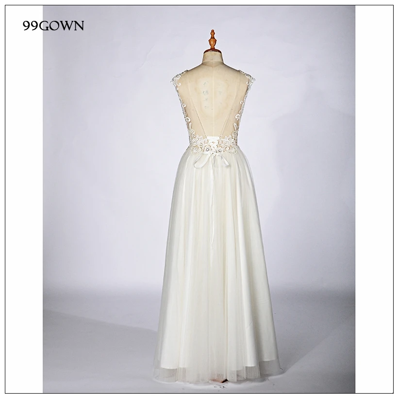 99GOWN простое длинное кружевное платье для гостей на свадьбу роскошное платье подружки невесты с вышивкой бисером для свадебной вечеринки