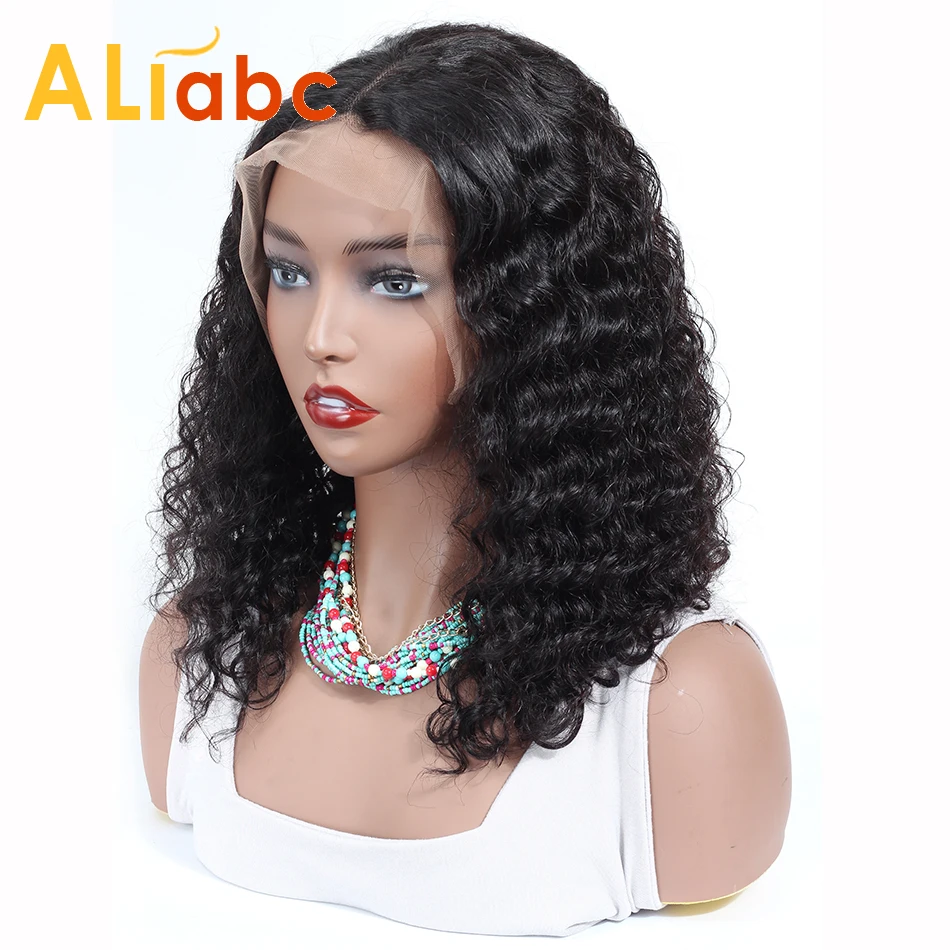 Aliabc 13*4 волосы боб парики перуанские кружева передние человеческие волосы парики для черных женщин натуральный цвет Remy глубокая волна короткий парик