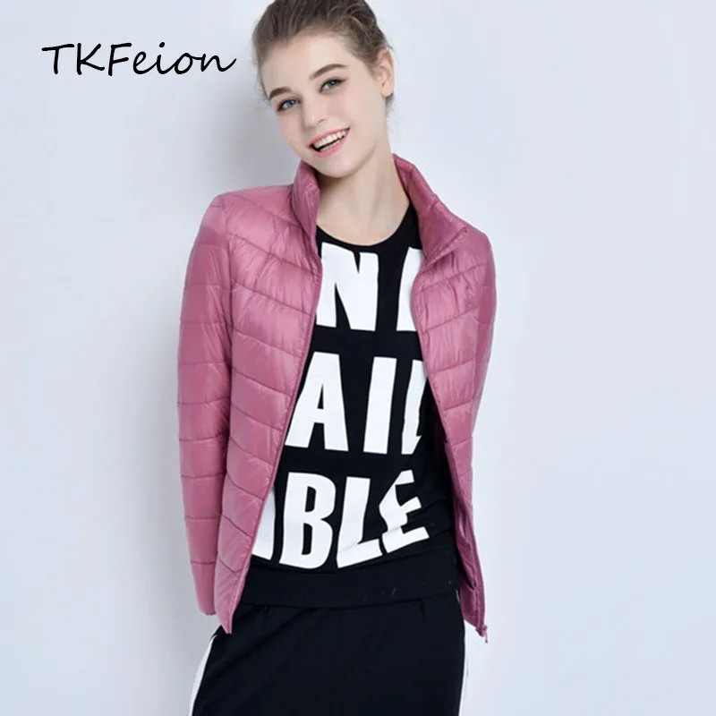 

Female Cropped Jacket Light Thin Style 2019 New Fashion Ladies Bomber Jacket Warm Duck Down Filler Womens Slim Bomber Short Coat