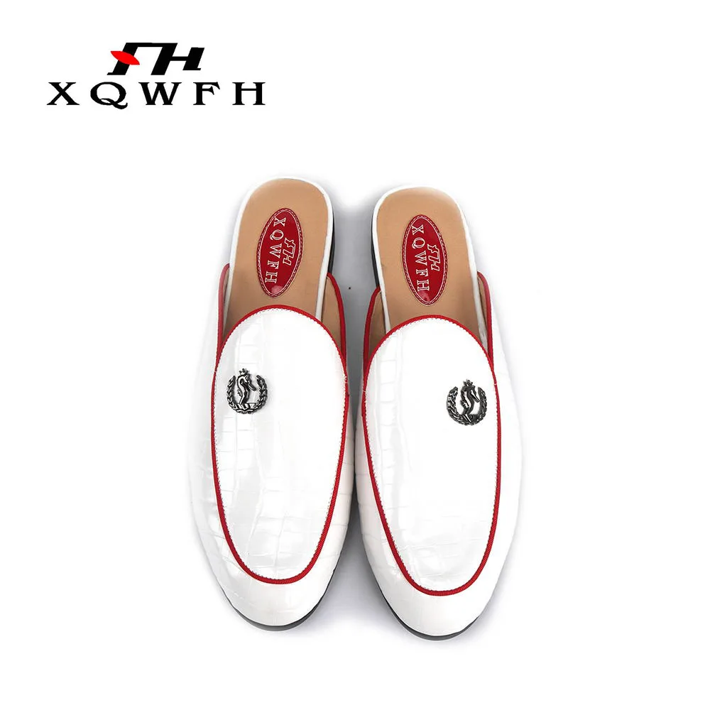 Summer Men's White Leather Slippers Indoor Comfortable Breathable Male Slipper Outdoor Men Beach Shoes Flax Lovers | Обувь