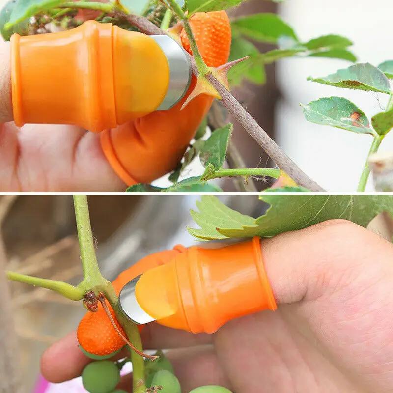 Силиконовые протекторы пальцев с лезвием для овощей, фруктов, растений, урожая большого пальца нож Садовые Перчатки S, L размеры