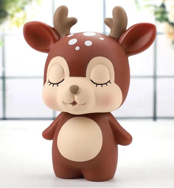 Cartoon Deer Piggy Bank Cute Animal Fall-proof Vinyl Children Savings Toys Kids Boy Girl Birthday Gift 2