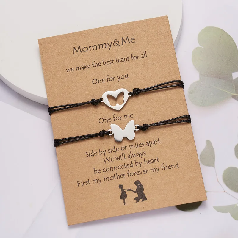Bracelet Jewelry Family Series Friendship Metal Bracelet Mom Daughter Sister Heart Silver Color Chain Woman Couple Mother's Day Gift