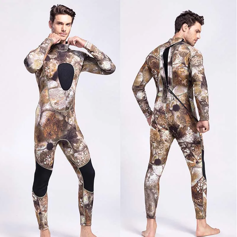 

3mm Super Elastic Neoprene Camouflage Wetsuit Men One Piece Diving Suit for Men's Long Piece Conjoined Cold Warm Diving Suit