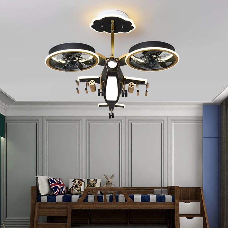 New Interior Ceiling Fan Lights For Boys Children Kids Room Lamparas De