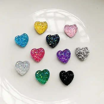 

100PCS 8mm Bling AB Color Mineral Surface Heart Resin Rhinestone Flatback Cabochon Stones DIY Wedding Decoration -R05