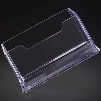 

2pcs Transparent Plastic Clear Desk Bussiness Shelf Storage Box Postcards Card Holder Display Stand Home Office School Supplie