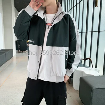 

Jacket men 2020 Autumn Tide brand men's stand collar color matching jacket tooling casual men's jacket