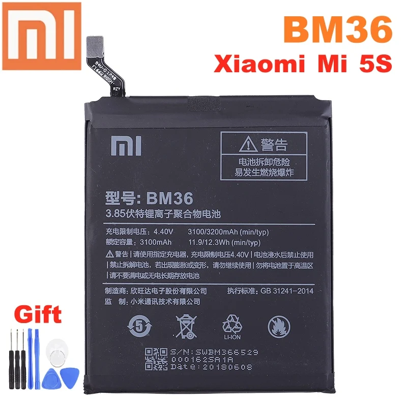 Xiao mi 100% Оригинальная батарея BM36 3200 мАч для Xiaomi Mi 5S MI5S M5S высокое качество сменные