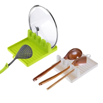 

1PCS Multifunctional non-slip silicone pad plastic shelf kitchen spoon pad spatula shelf tableware storage rack kitchen rack