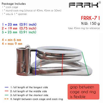 FRRK Flat Male Chastity Cage with Screw Bondage Belt Steel Penis Rings Small Metal Cock-Lock Intimate BDSM Sex Toys for Men 4