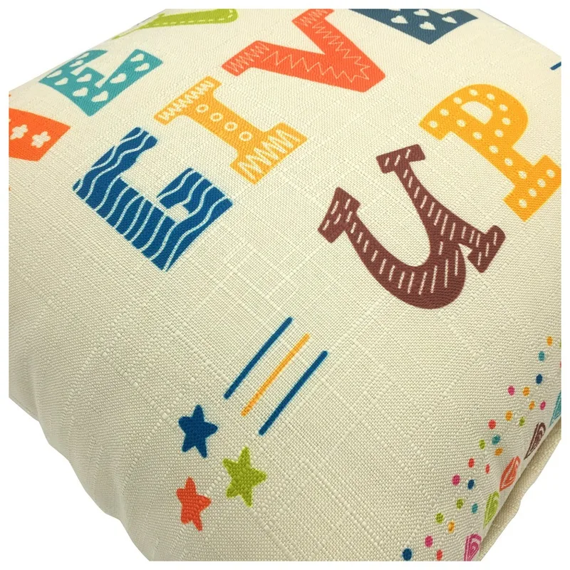 2pcs Flax Square Decorative Throw Pillow Case Cushion Cover Home Decoration 18x18 Inch- Never Give Up& a B C D 26 Letters