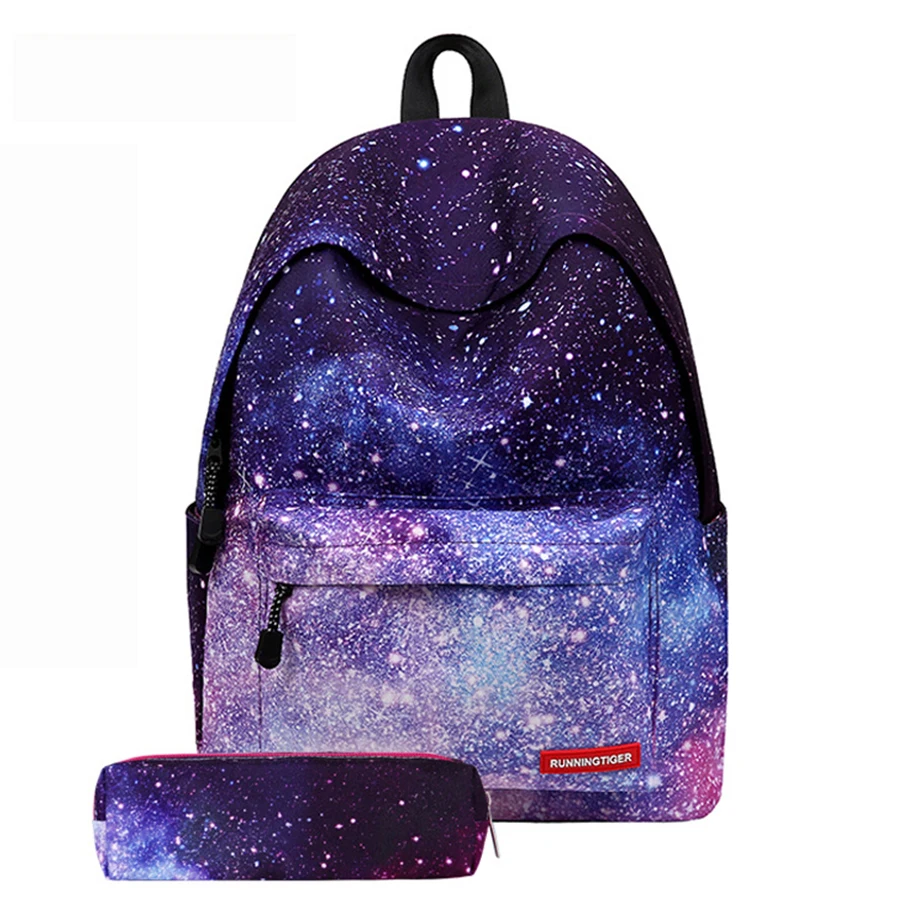 Харадзюку цвет звездное небо рюкзаки для женщин Bookbags большой емкости Женский