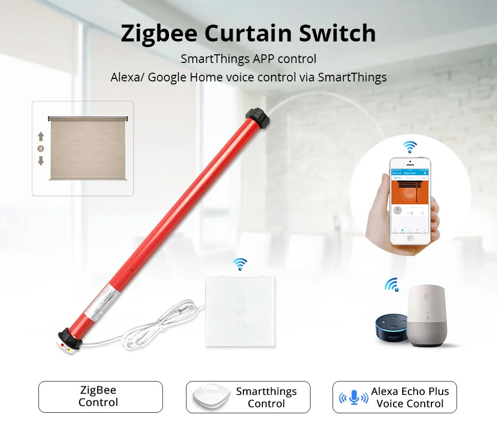 Роликовый затеняющий выключатель Zigbee с мотором для трубки 38 мм управляемая