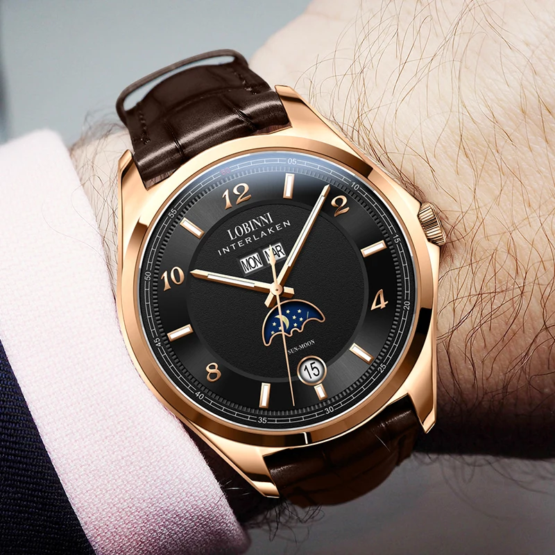 Switzerland Luxury Brand LOBINNI Automatic Mechanical Men's Watch