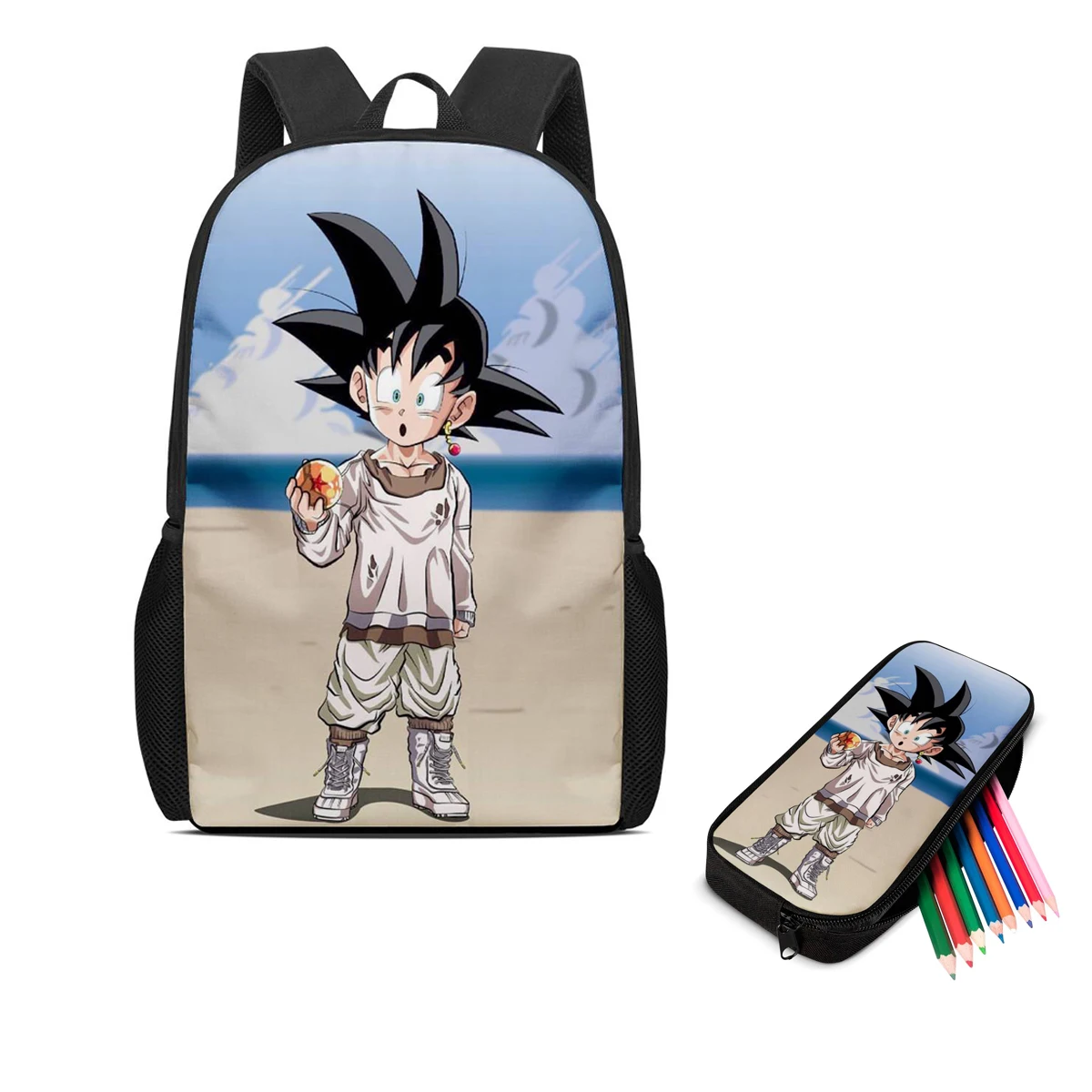 

2Pcs Custom Pattern Dragon Ball Z Guko 3D School Bag Set Schoolbags Teenagers Boys Student Travel Book Bag Kids Mochila Backpack