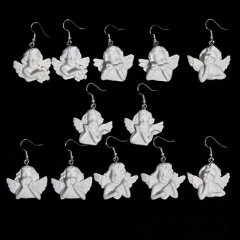 

Vintage Cupid Angel Drop Earrings for Women New Big Engraving Dangle Earrings Girl Handmade Lover Gifts 2020 Jewelry