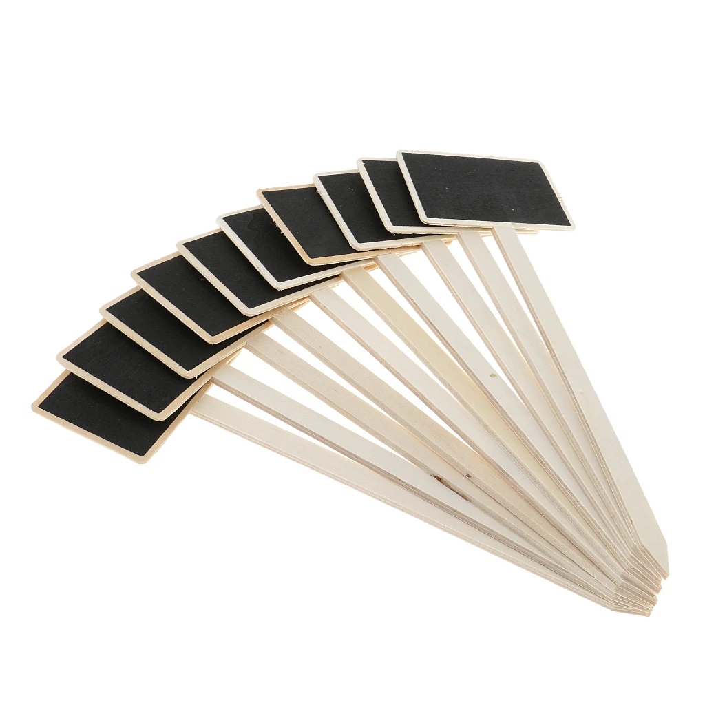 10pcs Garden Plant Labels Markers Wooden Mini Chalkboard Signs Waterproof Tags for Nursery Garden Flowers Stakes