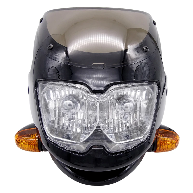 

Universal Cafe Racer Custom Dual Light Motor Black Nake Bike Headlight For Ducati Streetfighter Kawasaki Suzuki Yamaha Honda