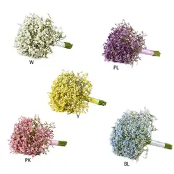 Искусственное детское дыхание Gypsophila свадебное для невесты Подружки невесты букет с атласной лентой для украшения дома Вечерние