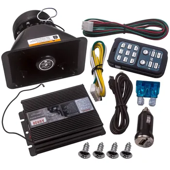 

400W 12V 8 Sound Car Alarm Police Fire Warning Siren Horn Speaker PA MIC System 8" x 5.1" x 6.3" Screws & Wiring Accessories