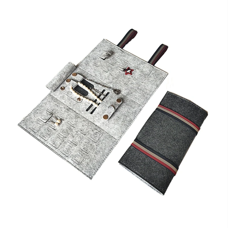 

Portable Roll-Up Felt Jewelry Roll Storage Bag Folding Travel Earrings Necklaces Bracelets Rings Container