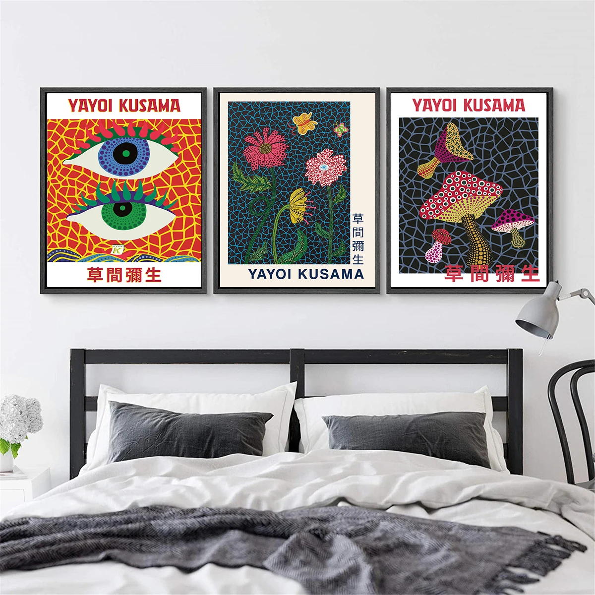 

Yayoi Kusama Abstract Art Exhibition Posters Prints Eyes Mushroom Vintage Wall Art Canvas Painting Picture for Living Room Decor