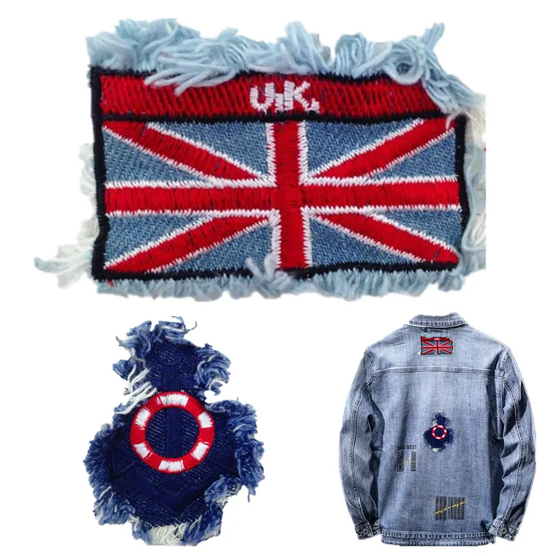 

Patches for clothing denim accessories naszywki applique anchor uk flag embroidery biker patch clothes stickers free shipping