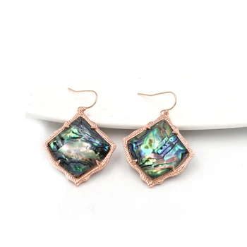 

Fashion Kite Claws Rose Gold Metal Abalone Shell Faceted Stone Drop Dangle Earrings