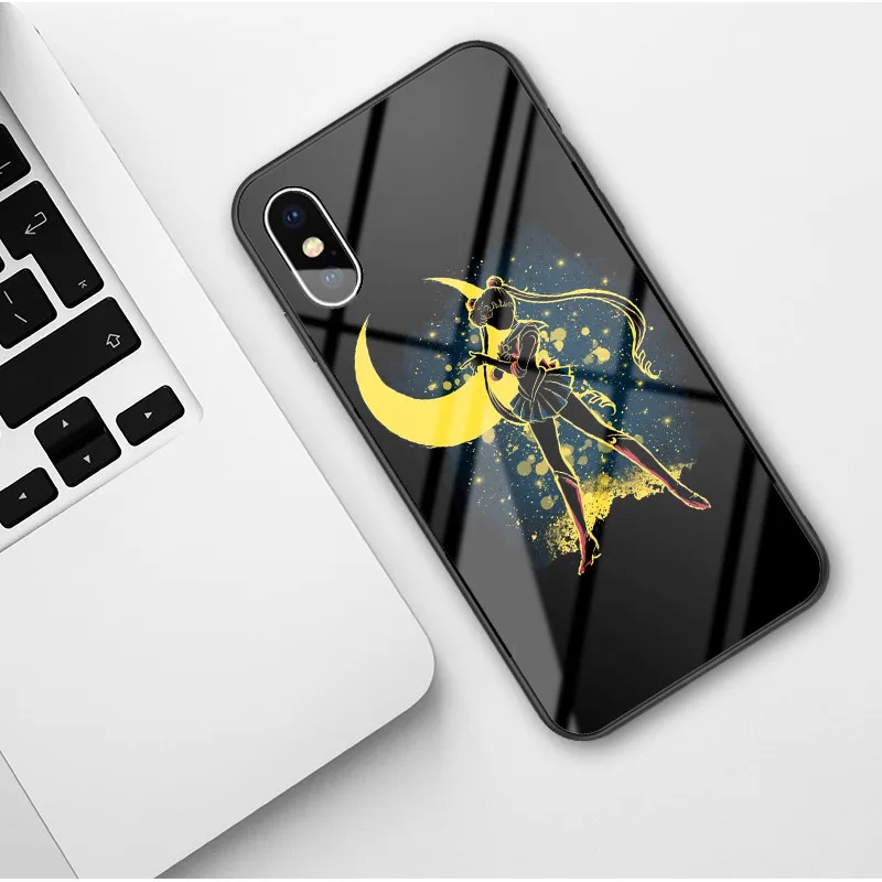 Чехол для телефона Sailor Moon японского аниме Kawaii для iPhone XR 6 6S 7 8 Puls X XS MAX, чехлы из закаленного стекла, чехол для iPhone 11 Pro Max