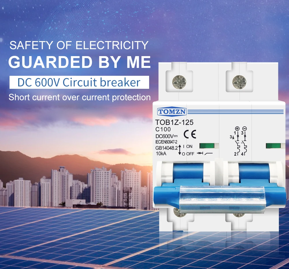 Description Picture 2 of item2P 80A 100A 125A DC MCB 600V Circuit breaker FOR PV System C curve MCB Battery Main Switch