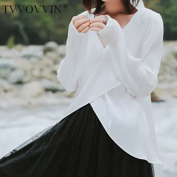

Korea Irregular Black White Blouse Fashion New Women 2020 Summer Pleated Goddess Fan Casual Style Loose Elegant Shirt DMY5074