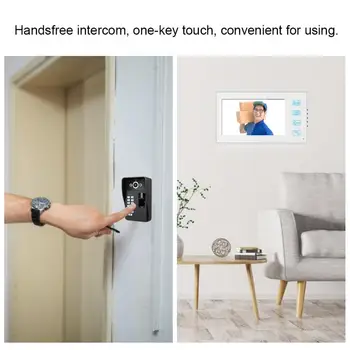 

RFID Door Phone 7in Wired Video Intercom Doorbell 1 Camera 2 LCD Monitor with Fingerprint Password RFID door bell waterproof