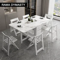 Yemek Masasi-Table à Manger Pliante Rectangulaire, Meuble Multifonctionnel, Chaises Pliantes, Mode pour Documents Blancs 3
