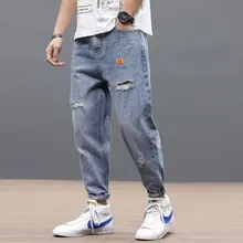 Fashion Streetwear Men Jeans Retro Blue Loose Fit Destroy Ripped Jeans Men Harem Pants Vintage Designer Streetwear Hip Hop Jeans Fashion Streetwear Men Jeans Retro Blue Loose Fit Destroy Ripped Jeans Men Harem Pants Vintage Designer Streetwear Hip Hop Jeans