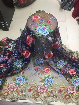 

African Lace Fabric High Quality French Tulle Lace Fabric Black Nigerian Lace Lightness Embroidery Fabric For Wedding With Beads