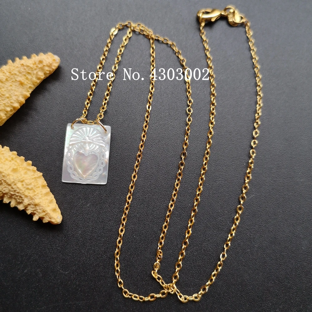 10 шт./лот, 12x16 мм, натуральное сакральное сердце, перламутровое ожерелье в виде раковины для подарка, ожерелье с жемчугом для женщин