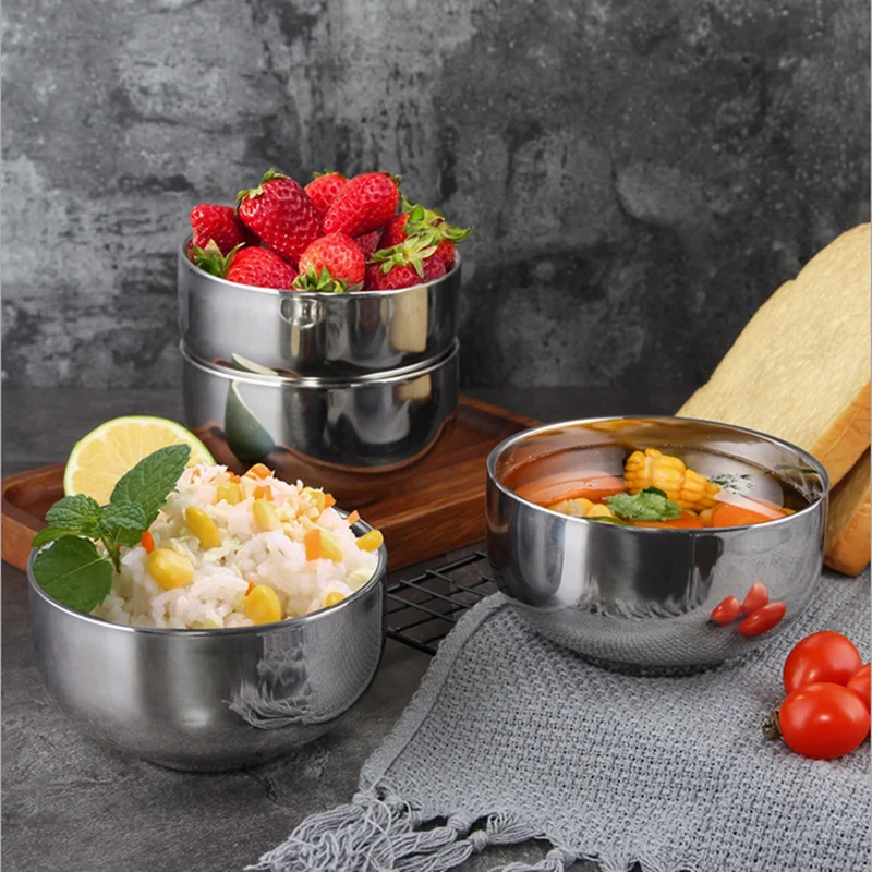 Tri-polar Stainless Steel Dinnerware Set Bowls Fork Spoons with Storage Bag for Camping